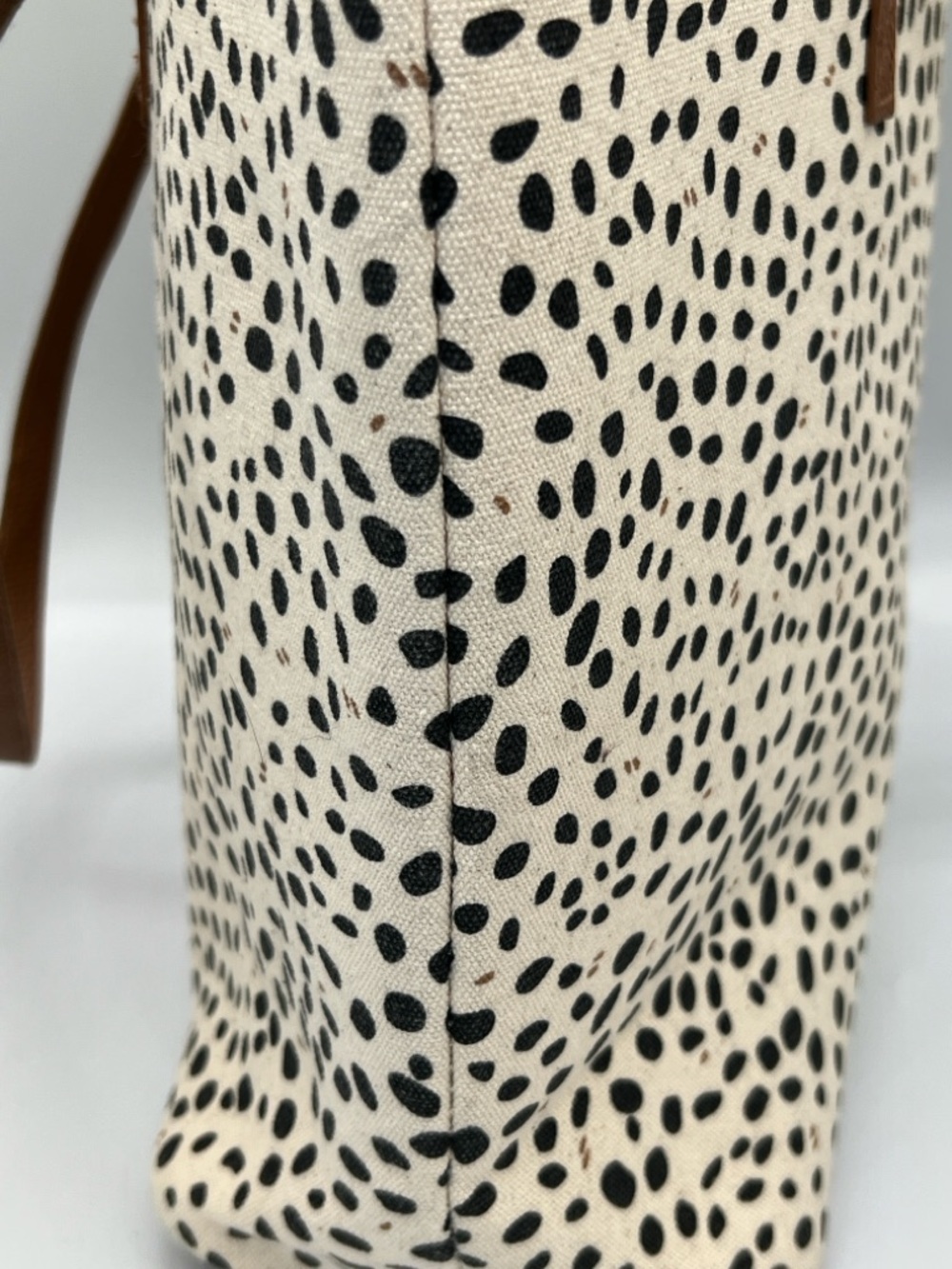 Monogrammed Marleylilly Tan and Black Spotted Canvas Tote - Picture 4 of 7